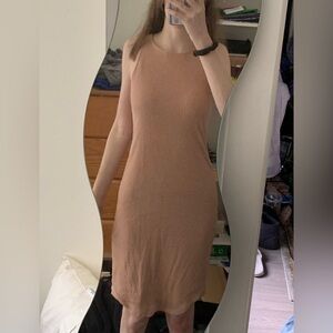 Forever 21 Tan Ribbed Long Sleeve Dress